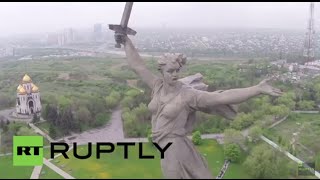 Still from Russia: See iconic Battle of Stalingrad memorial statue via drone's-eye-view